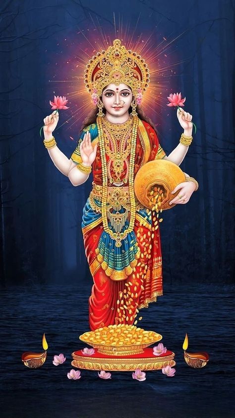 Laxmi Ji Images, Laxmi Mata Images, Laxmi Pooja Decoration At Home, Amma Wallpaper, Lakshmi Devi Images, Laxmi Art, Devullu Photos, God Frame, Lakshmi Temple