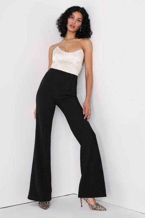 Sparkly Crop Top, High Rise Flare Pants, Sparkly Crop Tops, Semi Formal Outfits, Black Flare Pants, Dress Pant Suit, Navy Dress Pants, Trendy Pants, Lulu Fashion