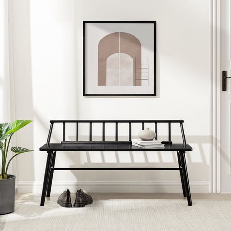 Black Bench, Solid Wood Benches, Entry Bench, Bohemian House, Minimalist Silhouette, Wood Bench, Furniture Assembly, Grey Wood, Wood Pieces