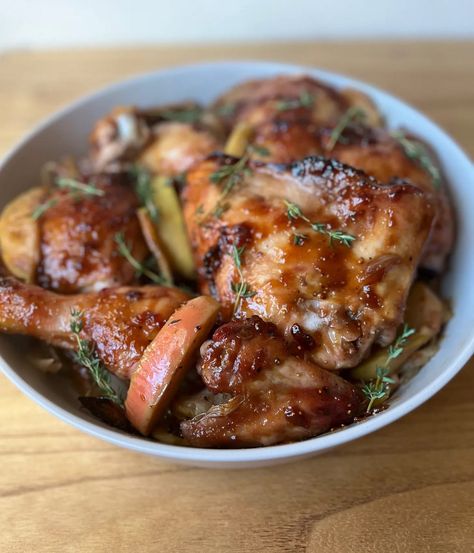 Fig-Glazed Chicken with Apples - Dinner: A Love Story Chicken With Apples, Rosh Hashana Recipes, Cheese Spreads, Apple Chicken, Hanukkah Food, Fall Cooking, Glazed Chicken, Rosh Hashanah, Dinner Is Served