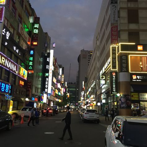 Street, Entertainment District on a Monday Evening, Anyang, South Korea, September 2017 Anyang South Korea, Monday Evening, Entertainment District, Gwangju, South Korean, South Korea, Times Square, Vision Board, Street View