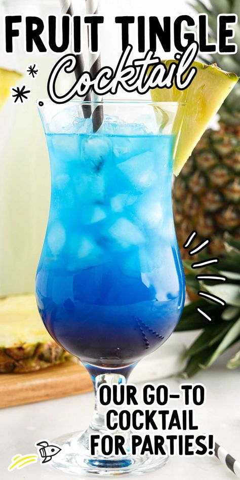 Our fruit tingle cocktail is an impressive layered beverage with plenty of citrusy, tropical taste. Fruit Tingle Cocktail, Raspberry Cordial, Blue Curacao Liqueur, Strong Cocktails, Cucumber Bites, Shots Alcohol, Raspberry Liqueur, Spring Cocktails, Fruity Cocktails