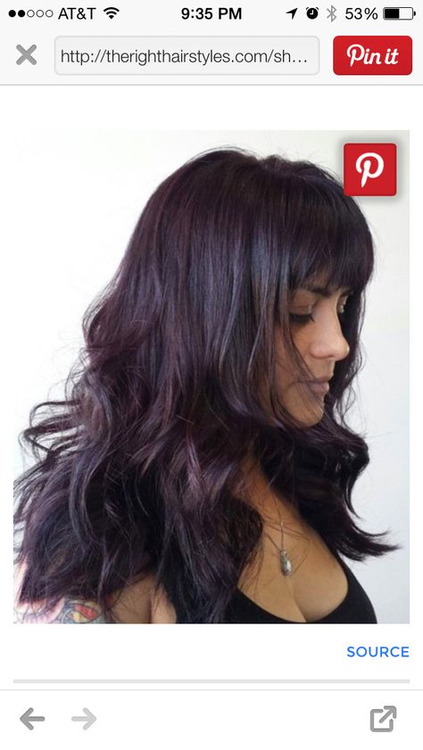 Pretty color Plum Black Hair, Violet Black Hair, Plum Brown Hair, Purple Black Hair, Shades Of Brown Hair, Purple Brown Hair, Black Hair Makeup, Hair Color Plum, Brown Hair Shades