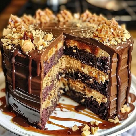 Caramel Toffee Cake, Salted Caramel Toffee, Dessert Auction, Chocolate Fudge Cake Recipe, Toffee Cake, Devil's Food Cake, Devils Food Cake Mix Recipe, Dessert Items, Caramel Toffee