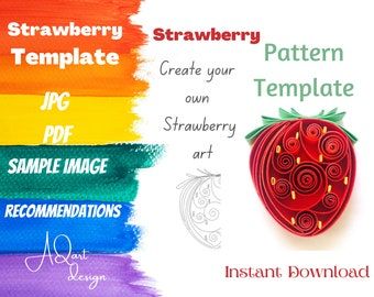 Strawberry Template, Strawberry Art, Quilled Paper Art, 3d Paper Art, Art Quilling, Strawberry Pattern, Paper Wall Art, Rainbow Decorations, Quilling Art