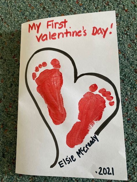 Newborn Crafts, Valentines Art For Kids, Baby Footprint Crafts, Baby Valentines Gifts, Baby Art Crafts, Baby Footprint Art, Footprint Craft, February Crafts, Easy Valentine Crafts