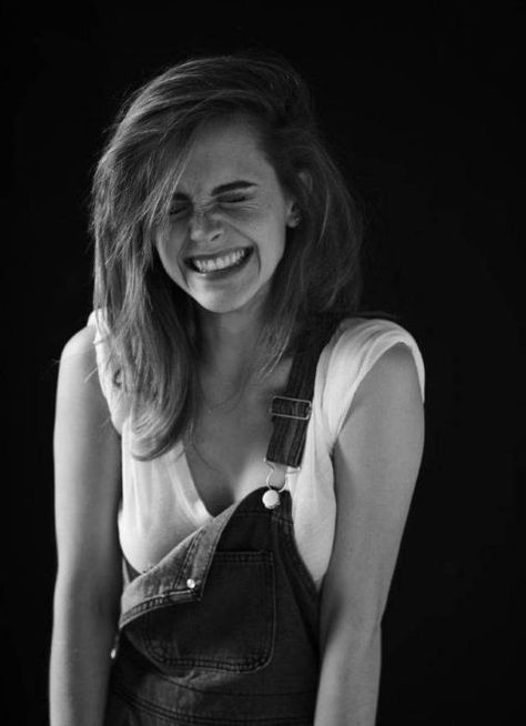 Emma Watson, A Woman, Overalls, Black And White, White, Black