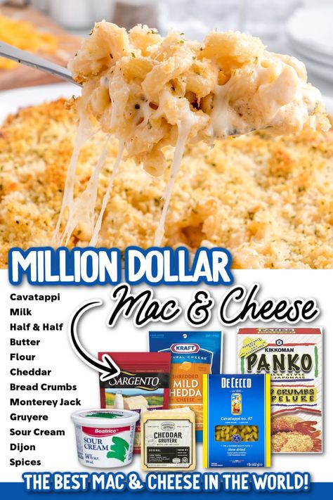 Supremely ooey-gooey, this million dollar mac and cheese is the stuff dreams are made of. The ultimate in comfort food with three different cheeses and a crunchy panko topping, you can't find a better mac and cheese recipe. Million Dollar Mac And Cheese, Princess Pinky Girl, Pinky Girl, Best Mac And Cheese, Kinds Of Cheese, Mac And Cheese Recipe, Cheese Casserole, Panko Bread Crumbs, Mac N Cheese Recipe