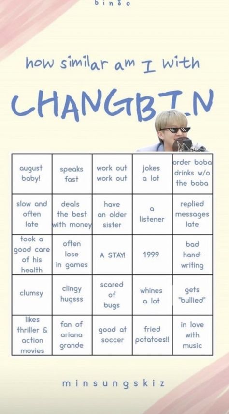 Bingo Template, Bingo Board, When Im Bored, Losing A Child, Learn Korean, Kpop Entertainment, Im Bored, Get To Know Me, Exercise For Kids