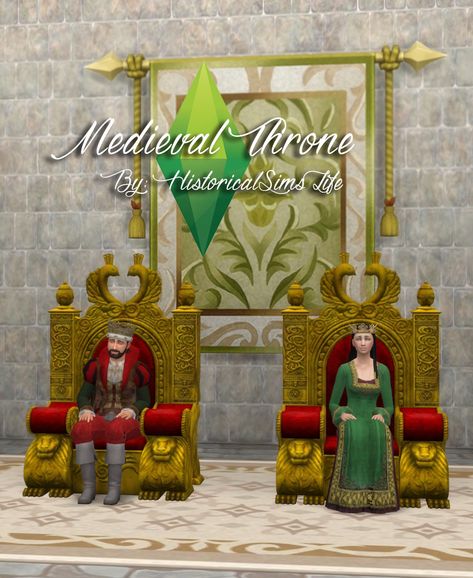 TSM to TS4 ThroneMust have for every Medieval kingdom! INFO: • Vertices: 2696 / Polygons: 2668 • Found in armchairs • 6 recolors >DOWNLOAD< (through my blogspot) Tsm To Ts4, Medieval Throne, Sims Wardrobe, Ts4 Medieval, Medieval Kingdom, Sims 4 Controls, Ts4 Mods, Royal Decorations, Fantasy Play