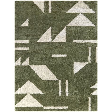 Mid Century Modern Green Rug, Orange And Green Mid Century, Green Modern Rug, Mid Century Modern Living Room Rug Ideas, Dark Green Decor Living Room, Green Geometric Rug, Black Cream And Green Bedroom, Mid Century Modern Rugs Living Rooms, Green Abstract Rug