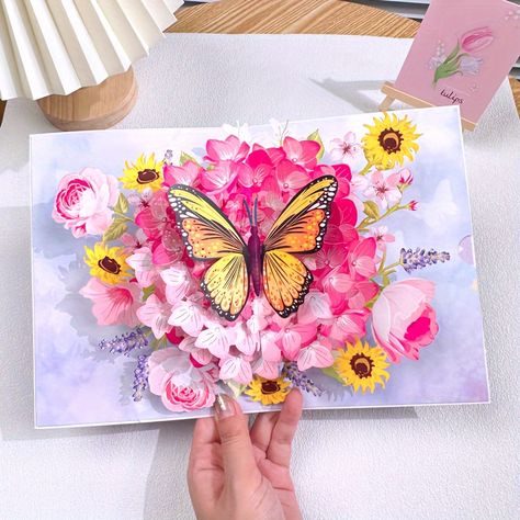 Birthday Card Butterfly, Pop Up Card Birthday, Birthday Card For Women, Cards For Mom, Card Butterfly, Birthday Flowers Bouquet, Butterfly Birthday Cards, Birthday Cards For Mom, Birthday Cards For Women