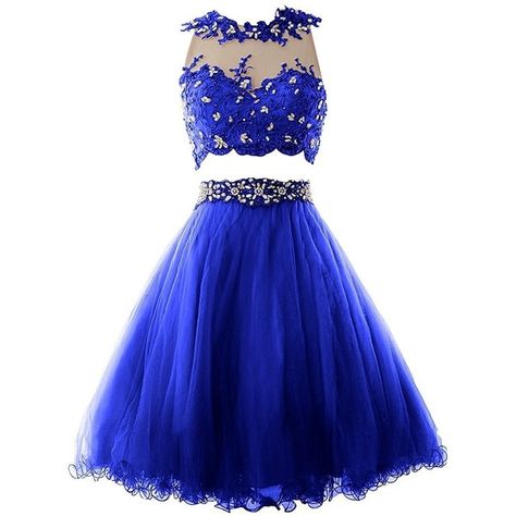 Two Piece Short Dress, Homecoming Dresses Blue, Gowns Blue, Dresses Two Piece, Gowns Short, 2 Piece Prom Dress, Gown Blue, Black Homecoming Dress, Blue Ball Gowns