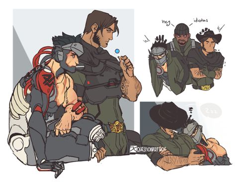 Blackwatch Mccree, Mccree Overwatch, Team Edge, Genji Shimada, Overwatch Hanzo, Overwatch Drawings, Overwatch Genji, Overwatch Funny, Overwatch Comic