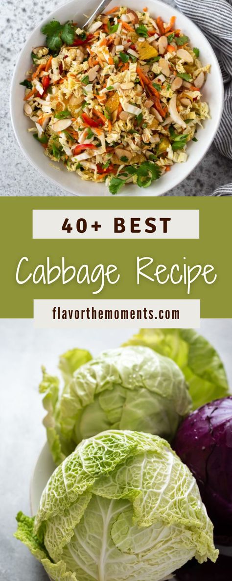 40+ Best Cabbage Recipes is a great collection for you to try. I think it’s safe to say that most people only think of St. Patrick’s Day and coleslaw when it comes to cabbage. I know I was guilty in the past, which is why I chose to feature it in this produce guide. I’m inspired to use it a lot more often after working on this guide. It’s got great health benefits, and it’s extremely versatile, which makes it very easy to incorporate into a wide variety of recipes. It’s absolutely delicious! Stovetop Cabbage Recipes, Cabbage Recipes Healthy Easy, Curly Cabbage Recipes, Keto Cabbage Salad Recipes, What Can You Make With Cabbage, Cheap Cabbage Recipes, Mini Cabbage Recipe, Filipino Cabbage Recipes, Ideas For Cabbage Recipes For