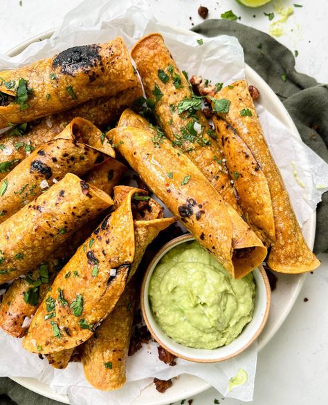 Butternut Squash Taquitos, Shredded Tofu Taquitos, Vegan Taquitos Tofu, Vegan Taquitos Baked, Tofu Taquitos, Taquitos Vegetarian, Vegetarian Taquitos, Taquitos Vegan, Chickpea Taquitos