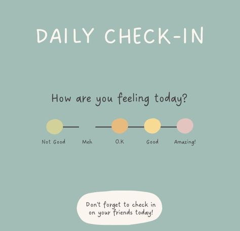 Daily Check- In Wednesday Check In, Daily Feelings Check In, Daily Check In, Mental Health Check In, Tea Poster, Wellness Shots, Wholesome Snacks, Affirmations For Kids, Question Cards