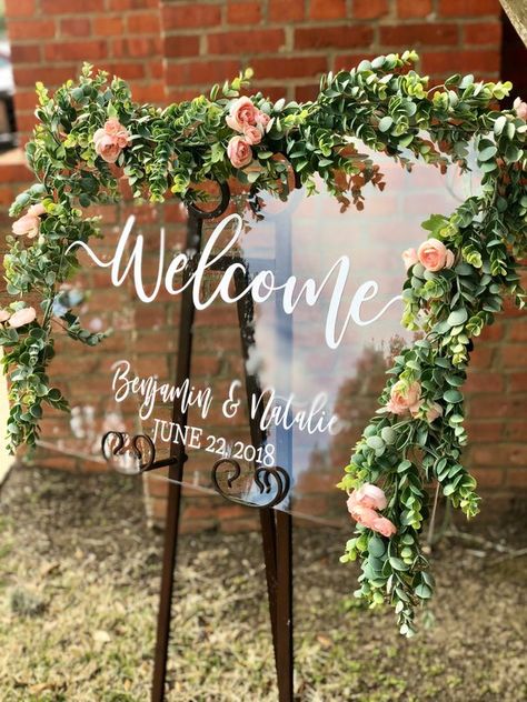 Acrylic Wedding Welcome Sign, Wedding Readings, Custom Wedding Signs, Flowers And Greenery, Acrylic Wedding, Wedding Welcome Sign, Wedding Welcome Signs, Welcome Signs, Wedding Guide