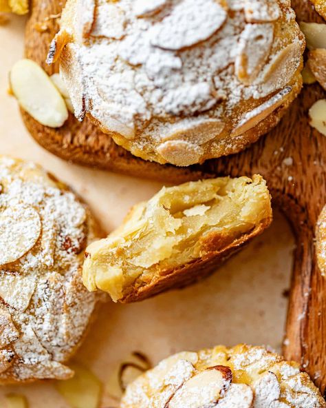 Almond Croissant Cookies - Britney Breaks Bread Best Almond Desserts, Almond Croissant Cookies Food By Remi, Best Almond Cookies Recipes, Almond Croissant Cookie Recipe, Almond Croissant Tart, Almond Croissant Banana Bread, Almond Croissant Blondies, Almond Baked Goods, Almond Crossaint Cookie