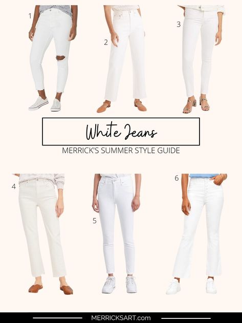 White Jeans for Summer - My Favorite Picks | Merrick's Art Jeans Summer 2023, Jeans In The Summer, White Jeans Spring, White Jeans Summer, Best White Jeans, Jeans For Summer, Merricks Art, Summer Bottoms, Jeans Summer