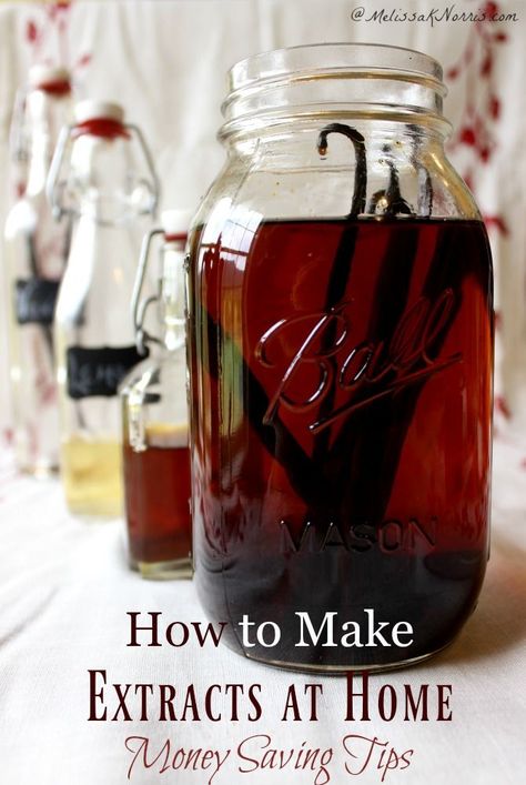 Homemade Extracts, Diy Extracts, Homemade Vanilla Extract, Mint Extract, Vanilla Beans, Homemade Spices, Homemade Seasonings, Homemade Vanilla, How To Make Homemade