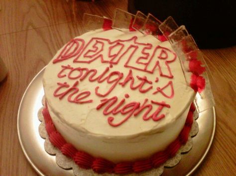 amazing dexter cake! Dexter Cake, Themed Dinners Ideas, 14th Birthday Cakes, Dexter Morgan, 22nd Birthday, Dinner Themes, 14th Birthday, Watch Party, Pretty Cakes