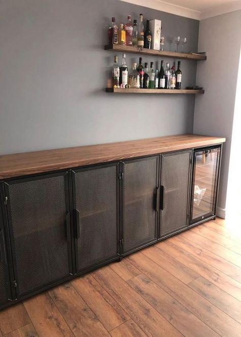 EXTRA LARGE INDUSTRIAL STYLE SIDEBOARD WITH DRINKS COOLERIntegrated Beer Fridge or Wine FridgeA perfect statement piece for your Bar area.Made from Joinery Grade Redwood & Mild Steel, This Unit is Built to Last.Highest quality materials are used throughout.Offered in a selection of lovely wood colour finishes.Modern Industrial DesignHandmade in the UKDimensions: Height 1000mm x Length 3000mm x...#of #Style #HomeStyle #Exploring #Appeal #the #Raw #Decor #Industrial #DecorInspiration #HomeDecor Dining Floor Lamp, Wine Closet, Home Bar Cabinet, Style Sideboard, Sideboard Drinks Cabinet, Beer Fridge, Industrial Style Decor, Beer Cooler, Floor Lamp With Shelves