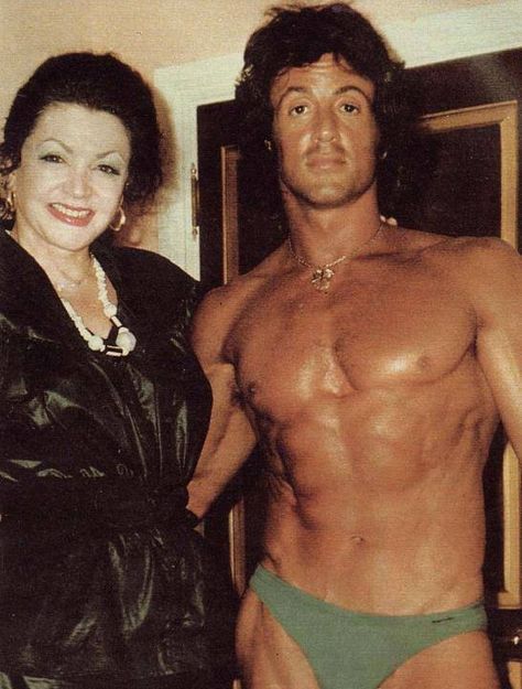 Sly at Rambo times with his mother!!!  How many likes for them ???? Rocky And Adrian, Jackie Stallone, Mother Died, Military Honor, Handsome Older Men, Mother Love, Rocky Balboa, Sylvester Stallone, Famous Artists