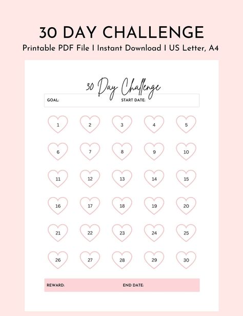 30 Day Challenge Printable, 30 Day Challenge Tracker, Habit Building Tracker, Goal Tracker, Instant Download, US Letter, A4, PDF, Monthly - Etsy in 2024 | 30 day challenge, Goal tracker printable, 30 day challenge journal No Soda Challenge 30 Day, 30 Day Challenge Journal, 30 Day Challenge Tracker, Gym Tracker, Water Tracker Printable, Practicing Meditation, Positivity Challenge, Habit Building, Fitness Tracker Printable