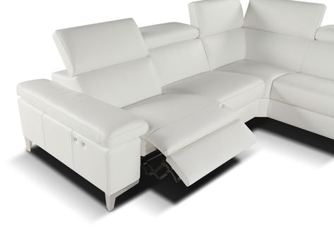 1889-3 Ultra Modern Furniture, Leather Reclining Sectional, Leather Chaise Sectional, White Italian, Sectional Sofa With Recliner, Leather Reclining Sofa, Leather Sectional Sofa, Modern Sofa Sectional, Grey Upholstery