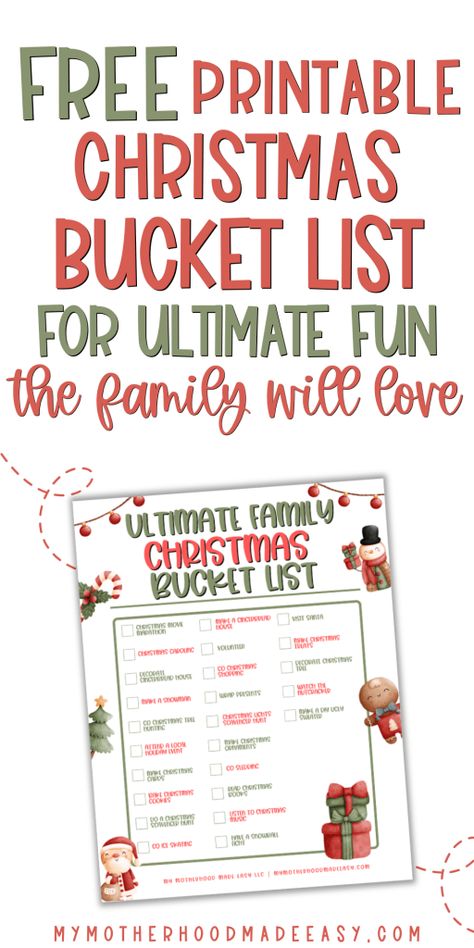 Christmas list ideas Things To Do For Christmas Activities, Christmas Fun List, Christmas Break Bucket List, December Bucket List Kids, Christmas Activity List, Christmas Family Bucket List, Christmas To Do List With Kids, Holiday Bucket List Christmas, Holiday Things To Do