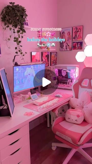 Fabiola Suárez | Fablisity on Instagram: "Reverted back to some sweetness 🎀🩰🌸💞 before transforming my pc setup into a christmas wonderland ⛸☕❄🐻‍❄️   ────୨ৎ──── . . .  pink gaming set up | gamer girls | gamer girl setup | #pcsetup #pinkgamingsetup #girlsetup #pinkaesthetic #gamergirlsetup #pinkdesksetup" Girls Gaming Setup, Gamer Girl Setup, Girly Desk, Set Up Gamer, Gamer Girls, Pink Desk, Christmas Wonderland, Pc Setup, Up Game