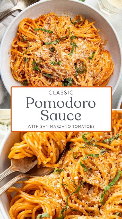 Pomodoro Sauce, Marzano Tomatoes, Italian Pasta Dishes, Italian Foods, Salad Pasta, Pasta Dinner Recipes, Pasta Sauce Recipes, Italian Dinner, Läcker Mat