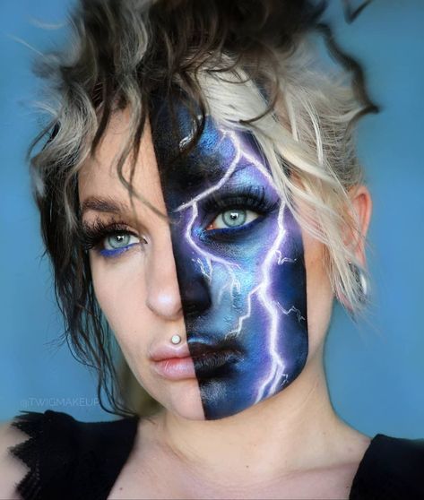 Storm Makeup, Lightning Makeup, Galaxy Makeup Looks, Thunder Storm, Galaxy Makeup, Theme Days, Eye Makeup Art, Makeup Art, Makeup Inspo