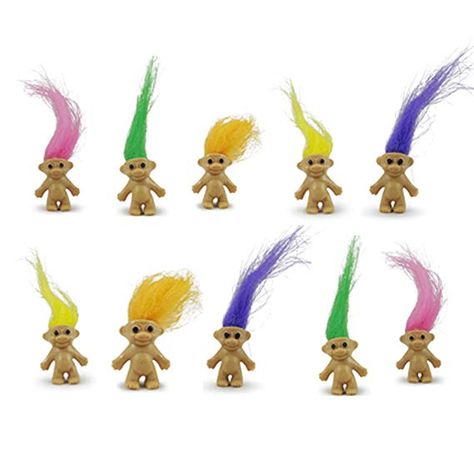 80s Party Table Decorations - Ten Mini Trolls - 2cm tall - Super cute 80s Party Table, 90s Party Decorations, 80s Party Decorations, 90s Theme Party, 80s Theme Party, Girls Party Decorations, Girl Hair Colors, 80s Theme, 90's Birthday Party