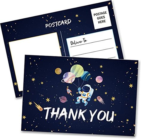 Amazon.com : Birthday Thank You Postcards, Outer Space Theme, Astronaut Rocket Ship Thank You Cards for Kids Girls Boys Birthday Party, Baby Shower Party, Set of 20 (A04) : Office Products Words Of Gratitude, Thanks Words, Boys Birthday Party, Outer Space Theme, Thank You Card Size, Birthday Postcards, Birthday Party For Teens, Cards For Kids, Thank You Postcards