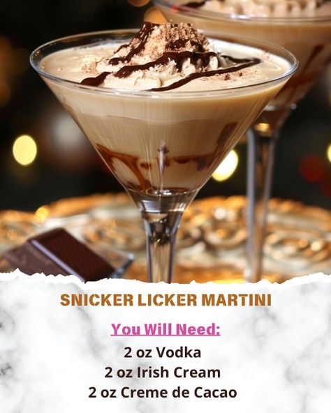 Karla's Recipes | 🍫🍸Snicker Licker Martini | Facebook Irish Cream, Liqueur, Hazelnut, Martini, Vodka, Drinks, Cream, Glass