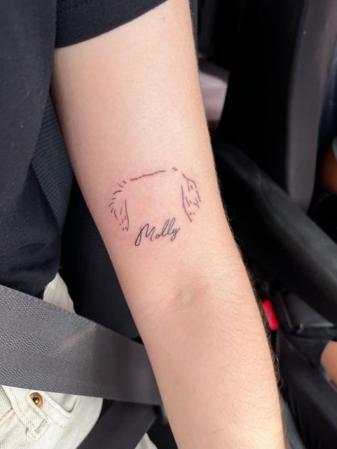 Dog tattoo Golden Retriever Tattoo Ideas, Golden Retriever Tattoo Minimalist, Dog Fine Line Tattoo, Golden Doodle Tattoo, Goldendoodle Tattoo, Labradoodle Tattoo, Golden Retriever Tattoo, Retriever Tattoo, Doodle Tattoo