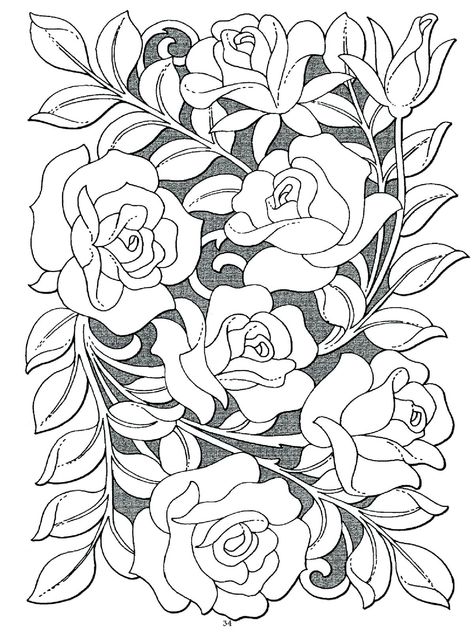 Flower Coloring Sheets, Printable Flower Coloring Pages, Rose Coloring Pages, Garden Coloring Pages, Leather Tooling Patterns, Tooling Patterns, Crazy Quilting, Easy Coloring Pages, Flower Printable