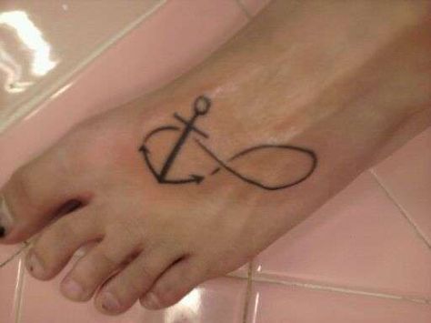 Thinking about a smaller version on the inside of my wrist. Infinity Anchor Tattoo, Small Tattoos With Meaning Quotes, Infinity Anchor, Pictures Of Tattoos, Physical Graffiti, Quote Tattoos Girls, Small Shoulder Tattoos, Small Quote Tattoos, Anchor Tattoos