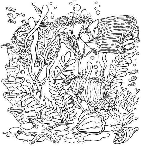 Doodle Fish, Fish Coloring, Student Crafts, Sea Scape, Fish Coloring Page, Art Beat, Designs Coloring Books, Zen Doodle Art, Sea Colour