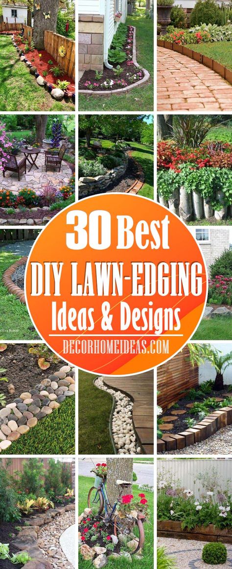 Plant Edging Border, Edging Flower Beds Diy, Yard Edge Ideas, Edging Around Flower Beds, Diy Landscaping Edging, Grass Edging Ideas Garden Borders, Garden Borders Edging Flower Beds, Garden Boarder Edging, Stone Garden Borders Edging