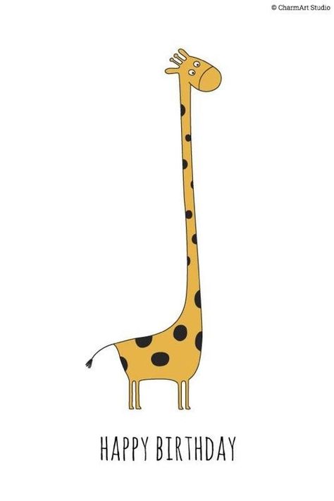 Happy Birthday Giraffe, Giraffe Cards, Cute Giraffe Drawing, Hbd Wishes, Giraffe Birthday Card, Birthday Surprise For Mom, Birthday Giraffe, Son Birthday Quotes, Giraffe Birthday