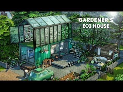 Sims 4 Tiny Eco House, Sims4 Eco House, Eco Living Sims 4, Sims 4 Earthship, Eco Home Sims 4, Ecolifestyle Sims 4 House, Sims Container House, Sims 4 Shipping Container House, Sims 4 Gardener House