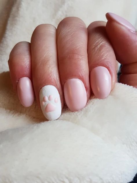 Light Pink Nails Birthday, Nails With Dog Paws, Paw Nails Designs, Dog Paw Nail Art, Puppy Nails Designs, Paw Print Nail Designs, Dog Nails Design, Paws Nails, Easter Nails 2023