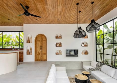 Modern Villas, Mediterranean Interior, Bali House, Canggu Bali, Deco Studio, Rattan Pendant Light, Bathroom Outdoor, King Bedroom, Private Patio