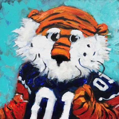 Aubie Aubie Painting, Aubie The Tiger, Auburn Ideas, Auburn Logo, Auburn Tigers Football, Nice Painting, Tiger Girl, Football Crafts, Bird Barn