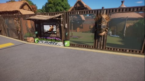 Steam Workshop::African Wild Dog Exhibit Planet Zoo African Theme, Planet Zoo Entrance Ideas, Planet Zoo Exhibit Ideas, Planet Games, Zoo Habitats, Planet Zoo Buildings, Planet Zoo African Habitat, Zoo Games, Planet Zoo Exhibit