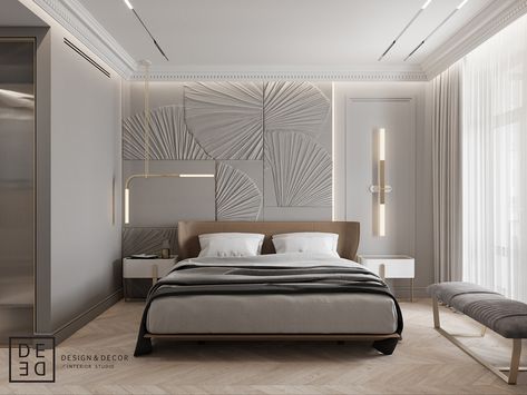 DE&DE/Eclecticism in the heart of Saint-Petersburg on Behance Bedroom Design Trends, Bedroom Trends, Modern Bedroom Interior, Luxury Bedroom Master, Modern Bedroom Design, Bedroom Hotel, Master Bedrooms Decor, Home Room Design, Luxurious Bedrooms