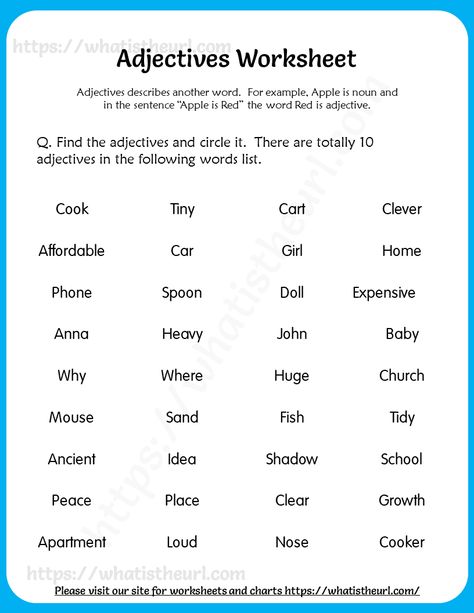 Find and Circle Adjectives Worksheet for Grade 1 Circle The Adjectives Worksheets, Adjectives Worksheet For Grade 1, Order Of Adjectives Worksheet, Adjectives Worksheet, Order Of Adjectives, Writing Comprehension, English Grammar Exercises, List Of Words, English Adjectives